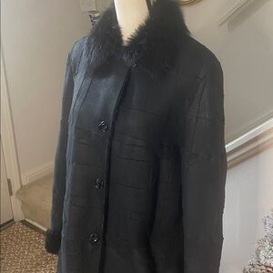Jean Guise Tamara A.S. 100% Lambskin Elegant Black Women's Coat Jacket Size 14